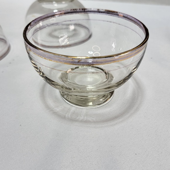 MCM Serving Dinnerware Gold Trim Glass Sherbet Sorbet Dessert Glasses Set of 3 - Picture 5 of 10
